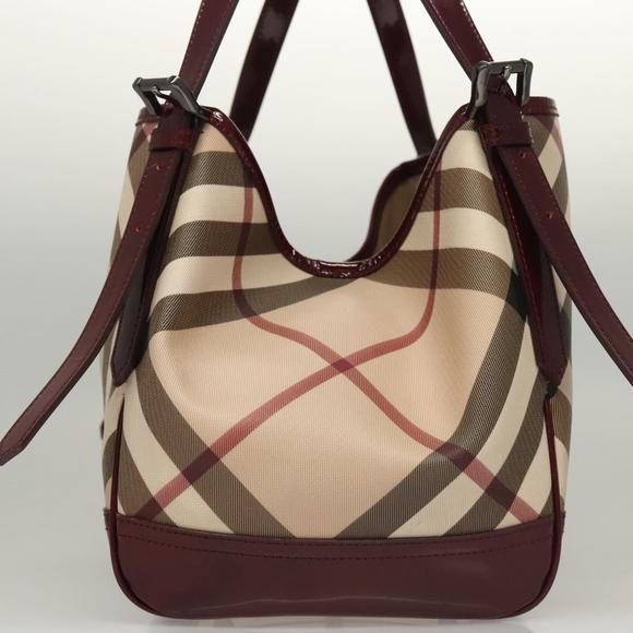 BURBERRY Nova Check Tote Bag PVC Beige Auth BD1409 - Picture 4 of 16